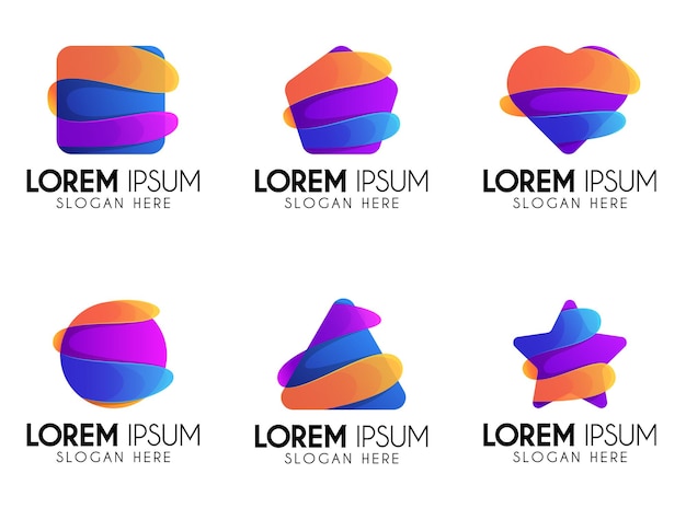 Vettore set di design del logo di forme colorate