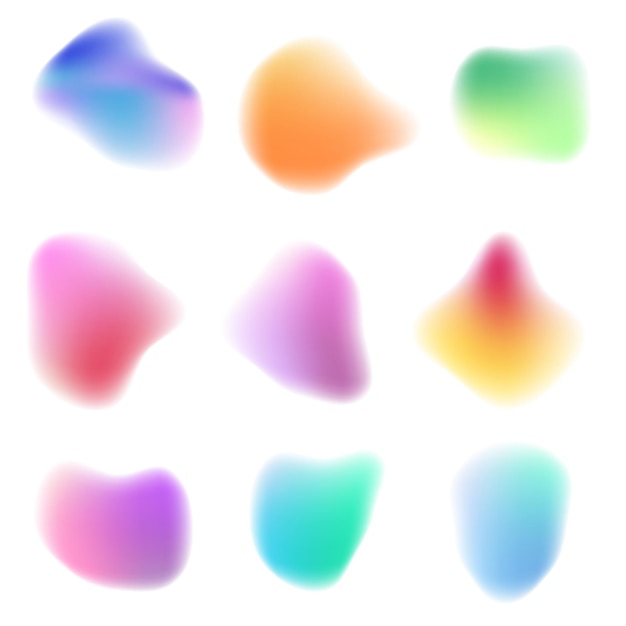 Set colorful shapes with blur effect in vector