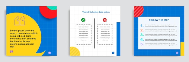 set colorful social media tutorial, tips, trick, did you know post banner template