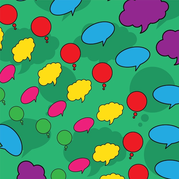 set of colorful speech bubbles