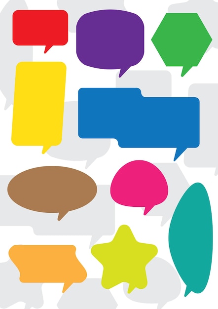 set of colorful speech bubbles