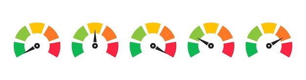 Набор красочных спидометров тахометров или датчиков