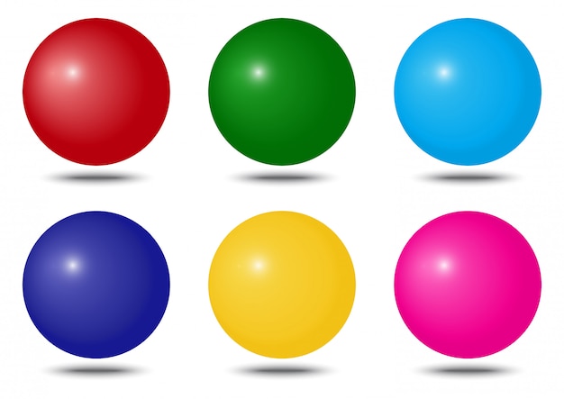set of colorful spheres with shadow.   illustration
