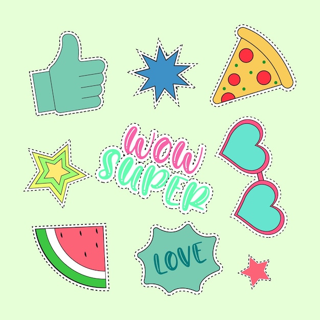 Set of Colorful Sticker Elements Vector Art Design