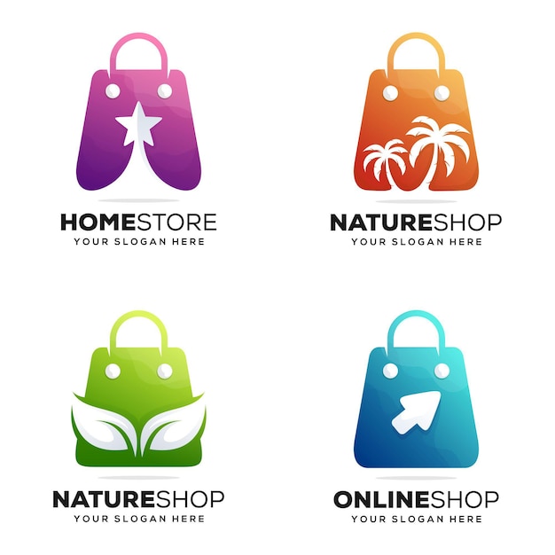 Set colorful store logo design