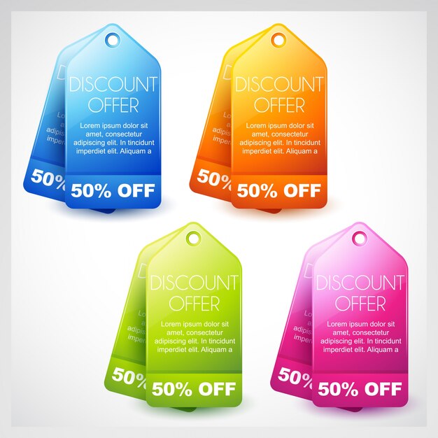 Vector set of colorful tags