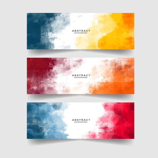 Vector set of colorful watercolor banner