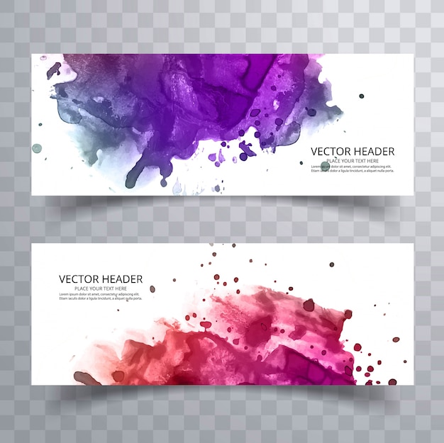 Set of colorful watercolor banners