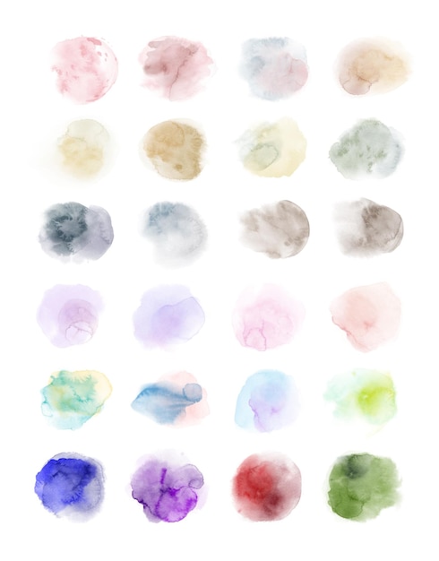 Vector set of colorful watercolor paint stains