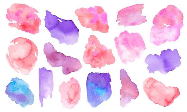 Set of Colorful Watercolor Splash Stain Texture