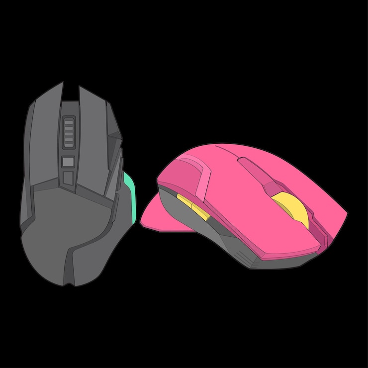 Vector 색칠 컴퓨터 마우스 개요 드로잉 벡터 스케치 스타일의 컴퓨터 마우스 세트 컴퓨터 마우스 교육 템플릿 개요 벡터 일러스트