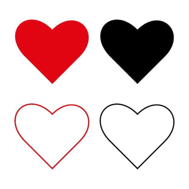 Set of colour vector images of a heart