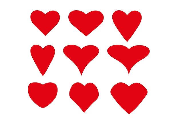 Set of colour vector images of a heart