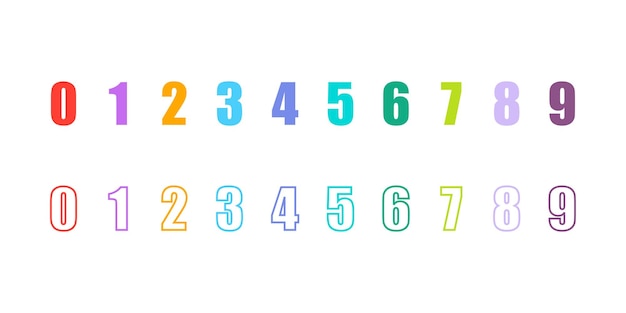 Set of coloured number figure Numeral symbols Vector set