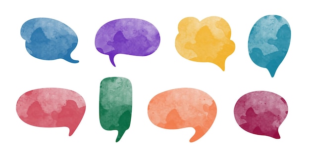 Vector set of colourful speech bubbles water colour style vector illustration