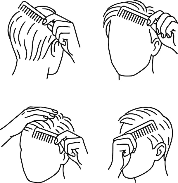 set of combing hair
