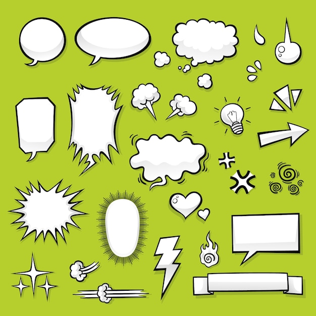 Set of comic elements for comic design use