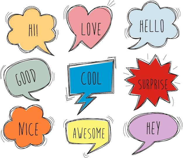 Vector set of  comic speech bubbles on black background