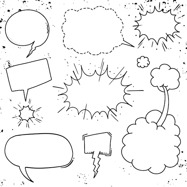 Set of comic speech bubbles Cartoon vector illustration