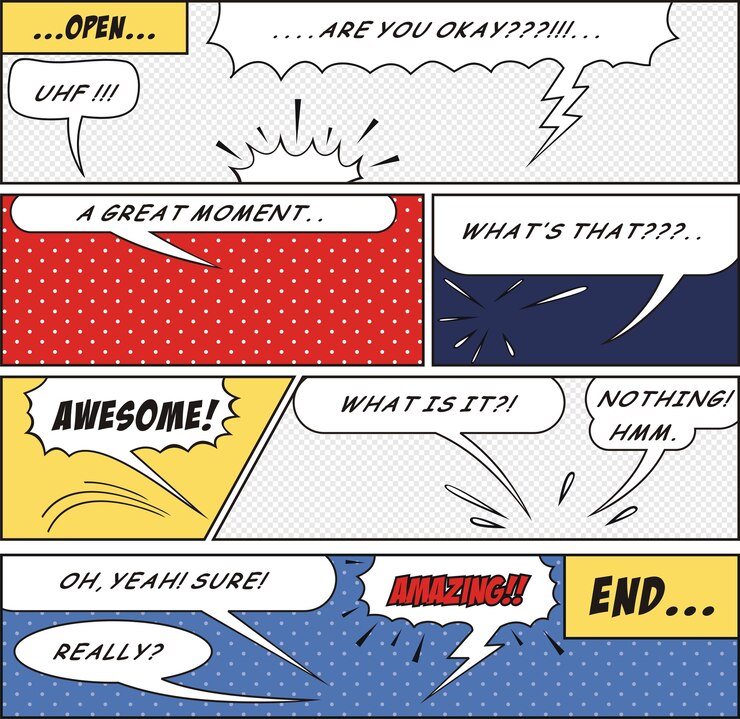 Vector 漫画のスピーチの泡と漫画のストリップの背景のセット
