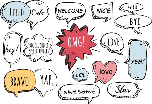 A set of comic speech bubbles and elements