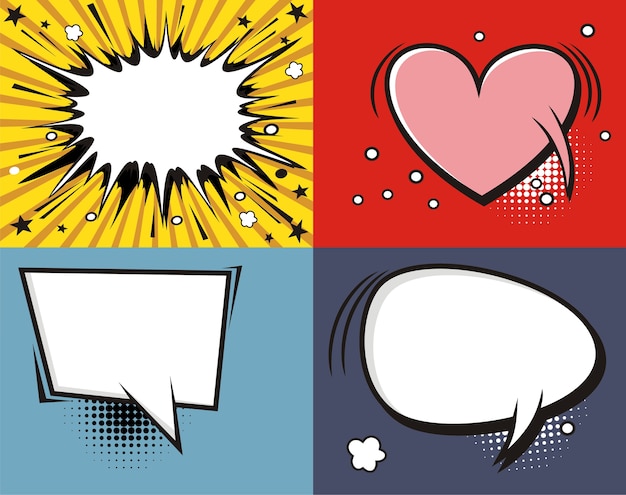 A set of comic speech bubbles and elements