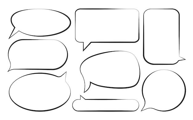 Set of comic speech contour bubbles vector