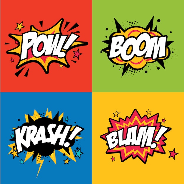 Vector set of comic splash