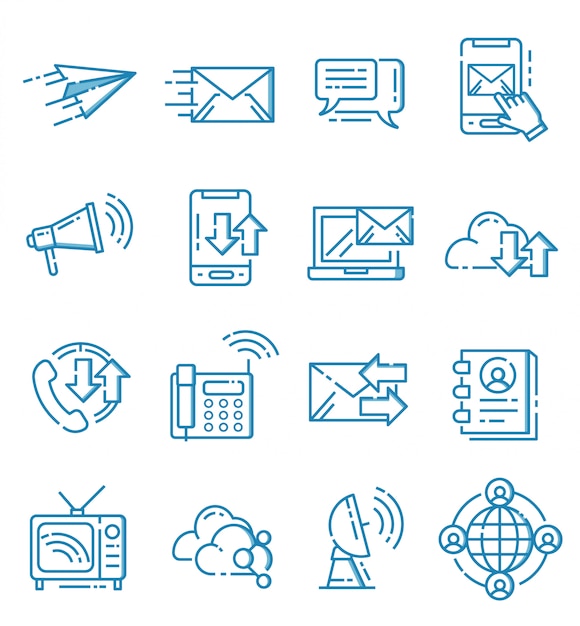 Vector set of communication icons with ouline style