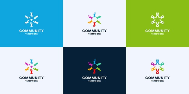 Set di design del logo della comunità per gruppo e squadra