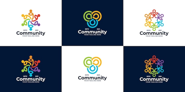 Set di design del logo della comunità per team e gruppi