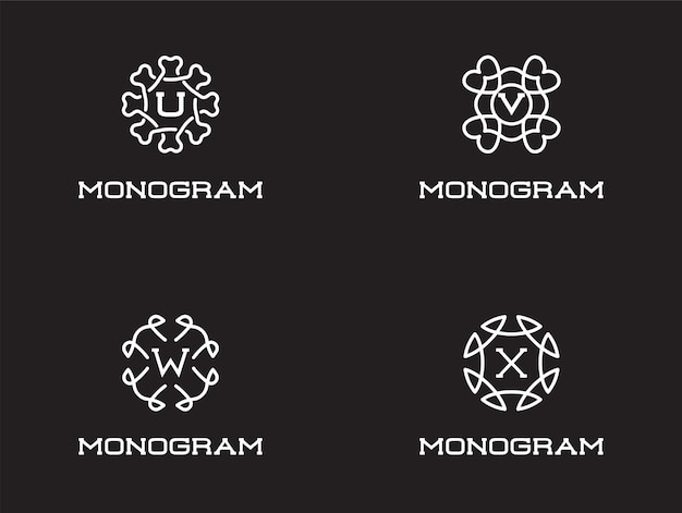 Set of compact monogram design template with letter vector illustration premium elegant quality