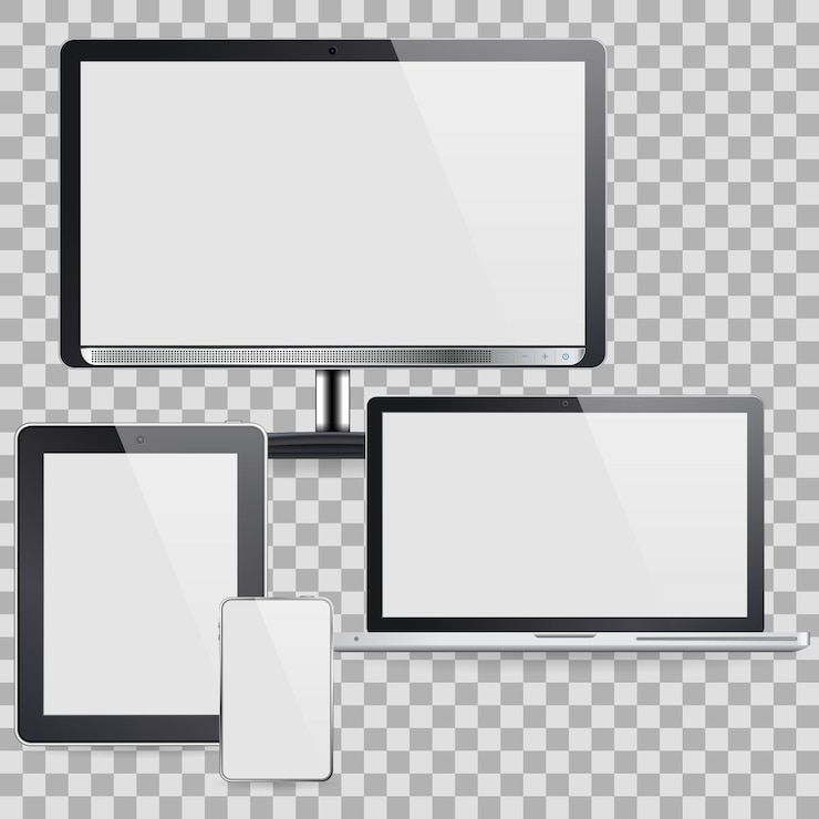 Vector set of computer devices like monitor and other devices