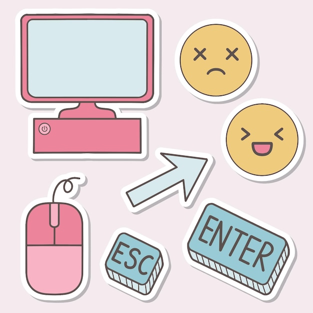 Vector set of computer modern technology stickers