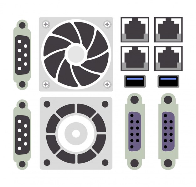 Vector set of computer parts