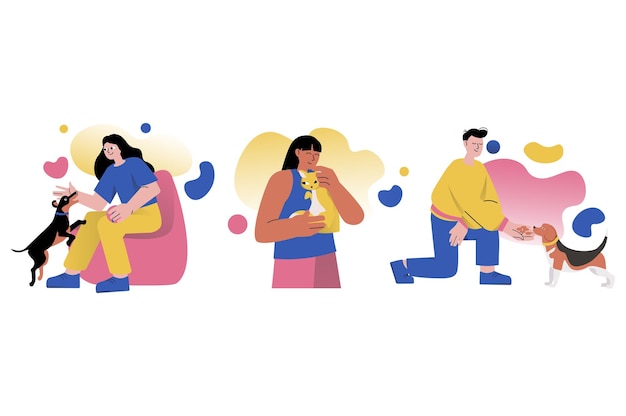 평평한 만화 스타일의 사람들과 함께 정신 건강을 설정하는 개념 젊은이들이 연주합니다.