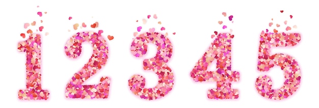 Set of confetti numbers. isolated on white background.