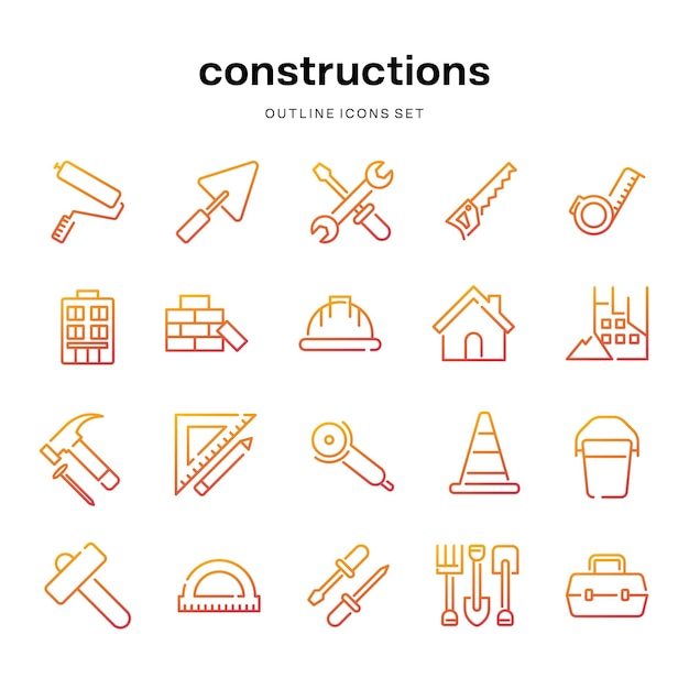 set of construction gradient icon collections