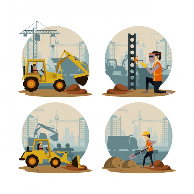 Set of under construction icons