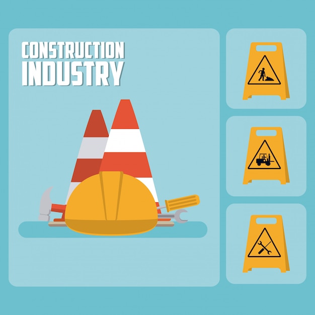 Vector set of construction roadsign icons