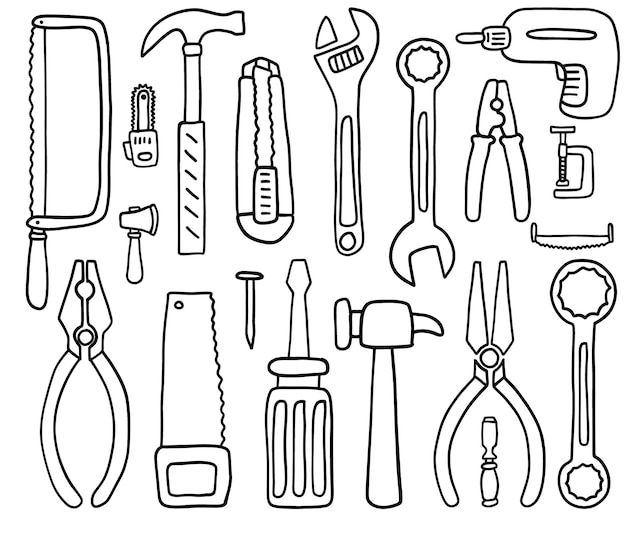 Vector set of construction tools for repair