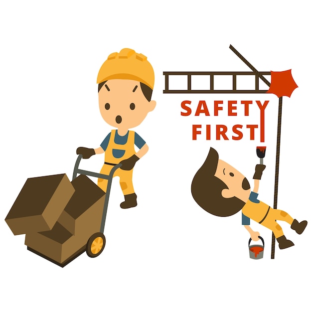 建設労働者、事故の作業、安全第一、健康と安全のセット