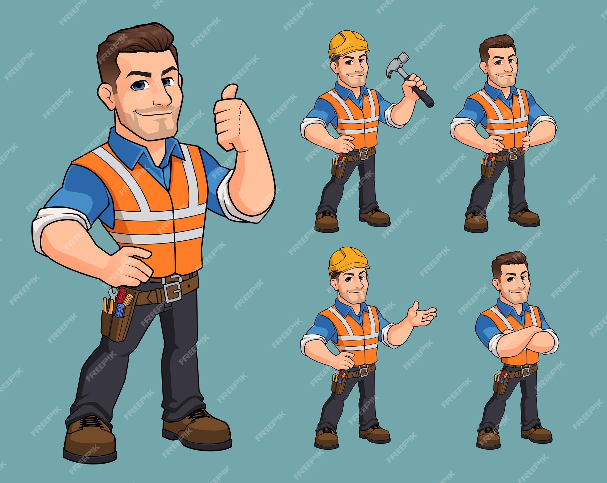 Premium Vector  Builder man character design illustration