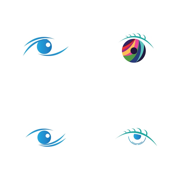 set Contact Lenses Eye Vision Spark Colorful Logo Design Inspiration