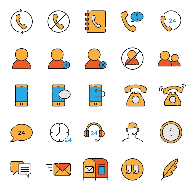 Set of contact support icon collection