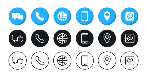 Set of contact us icons Communication signs Vector web icons