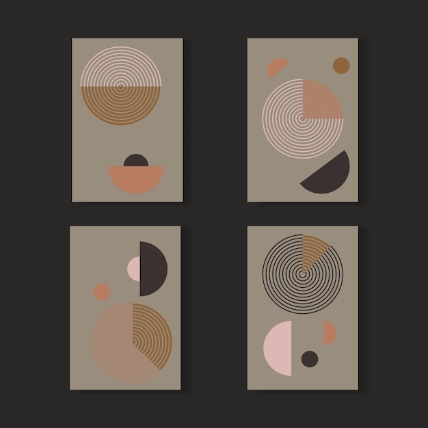 Set of contemporary art posters with geometric shape vector illustration