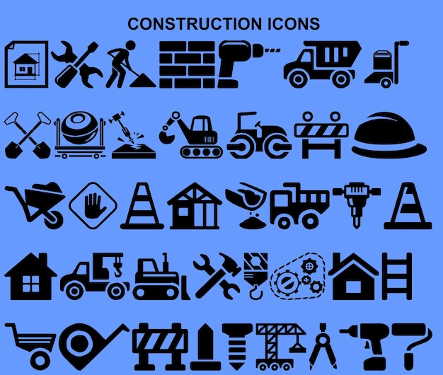 Set of contruction icons vector