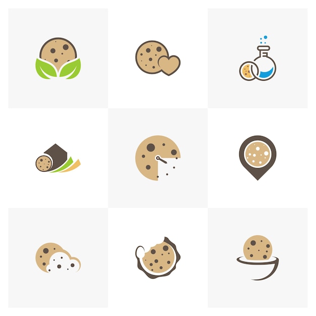 Set cookies punt logo ontwerp vector sjabloon pictogram symbool creatieve ontwerpconcepten