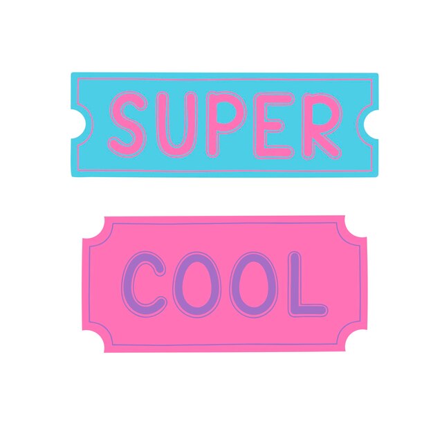 Set of cool retro girly stickers Vector illustration in y2k style